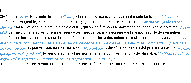 Définition délit ACAD 1986