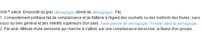 Définition démagogie ACAD 1986