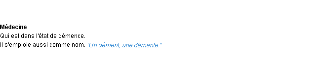Définition dément ACAD 1932