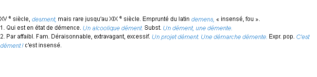Définition dément ACAD 1986