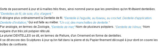 Définition dentelle ACAD 1932