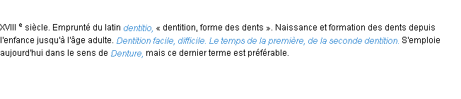 Définition dentition ACAD 1986