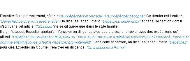 Définition dépêcher ACAD 1798