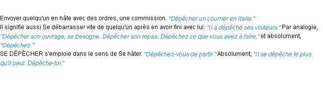 Définition dépêcher ACAD 1932