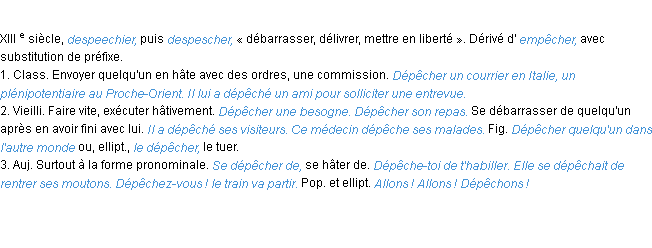 Définition dépêcher ACAD 1986