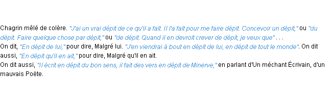 Définition dépit ACAD 1798