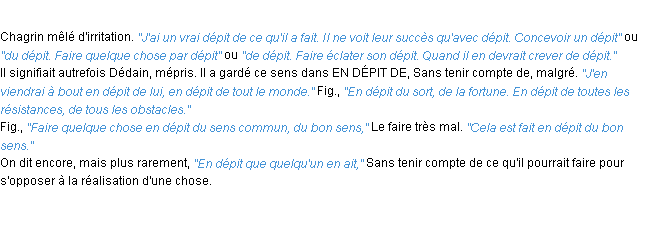 Définition dépit ACAD 1932