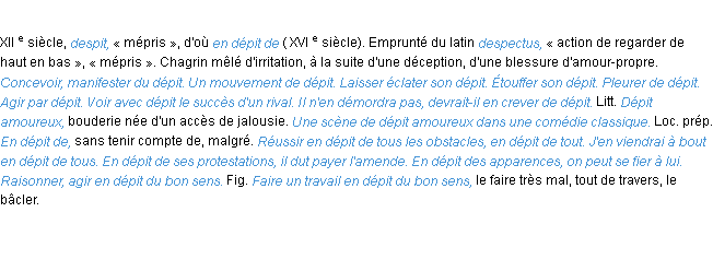 Définition dépit ACAD 1986