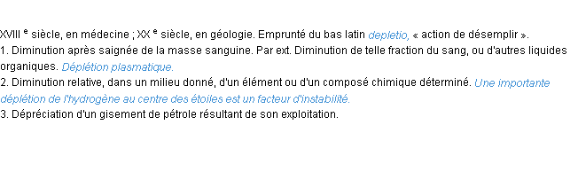 Définition déplétion ACAD 1986