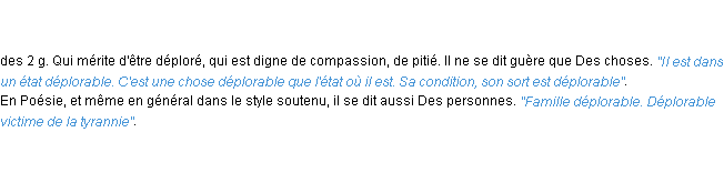 Définition déplorable ACAD 1798