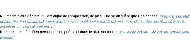 Définition déplorable ACAD 1835