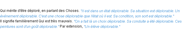 Définition déplorable ACAD 1932