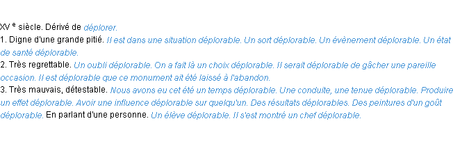 Définition déplorable ACAD 1986