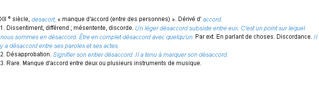 Définition désaccord ACAD 1986