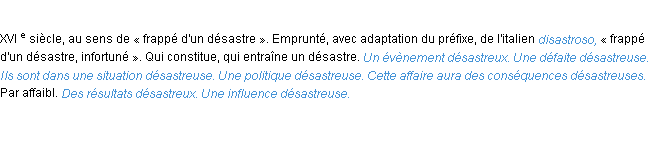 Définition désastreux ACAD 1986