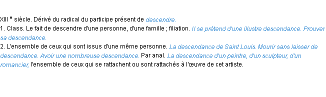 Définition descendance ACAD 1986