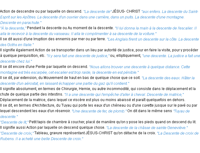 Définition descente ACAD 1932