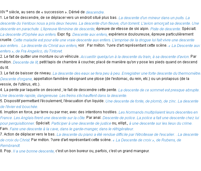 Définition descente ACAD 1986