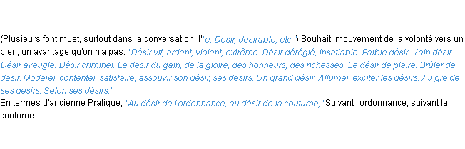 Définition désir ACAD 1835