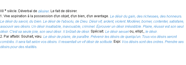 Définition désir ACAD 1986