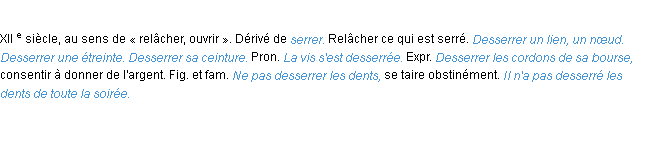 Définition desserrer ACAD 1986