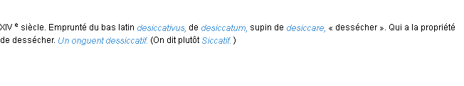 Définition dessiccatif ACAD 1986