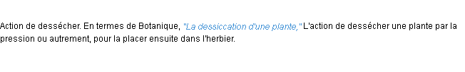Définition dessiccation ACAD 1932