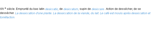 Définition dessiccation ACAD 1986