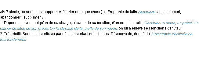 Définition destituer ACAD 1986