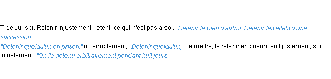 Définition détenir ACAD 1835