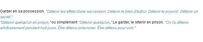 Définition détenir ACAD 1932