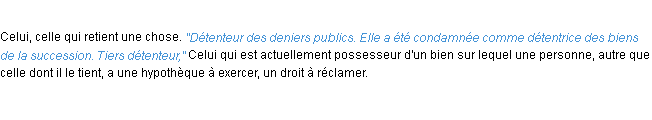 Définition détenteur ACAD 1932