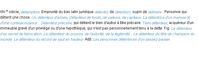 Définition détenteur ACAD 1986