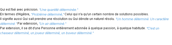 Définition déterminé ACAD 1932