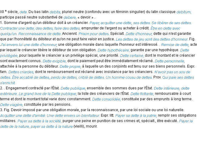 Définition dette ACAD 1986