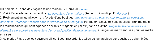 Définition devanture ACAD 1986