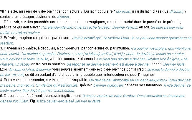 Définition deviner ACAD 1986