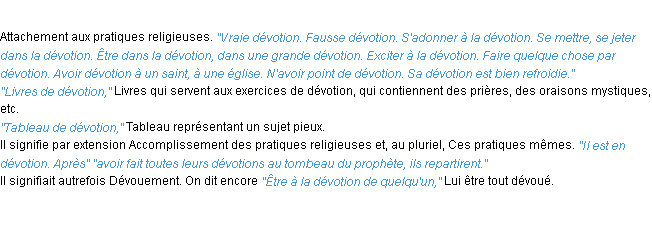 Définition dévotion ACAD 1932