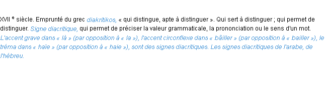 Définition diacritique ACAD 1986