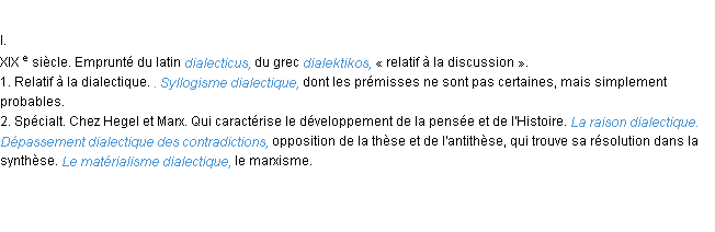 Définition dialectique ACAD 1986