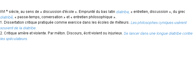 Définition diatribe ACAD 1986