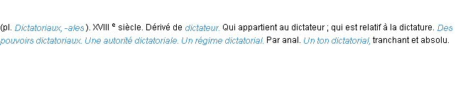 Définition dictatorial ACAD 1986