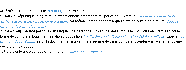 Définition dictature ACAD 1986