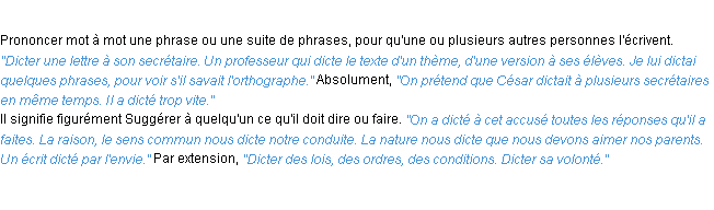 Définition dicter ACAD 1932