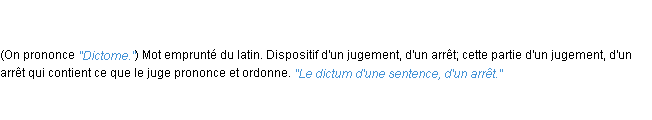 Définition dictum ACAD 1835