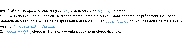 Définition didelphe ACAD 1986