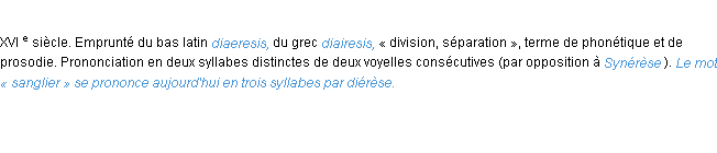 Définition diérèse ACAD 1986