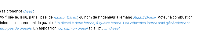 Définition diesel ACAD 1986