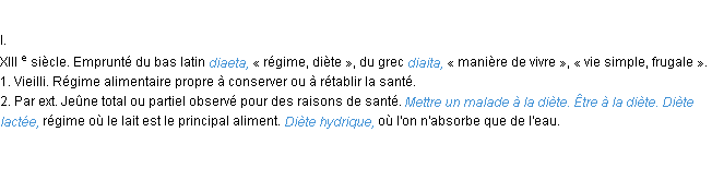 Définition diète ACAD 1986