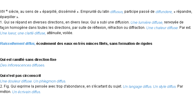 Définition diffus ACAD 1986